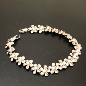 Hawaiian Sterling Silver Plumeria Bracelet